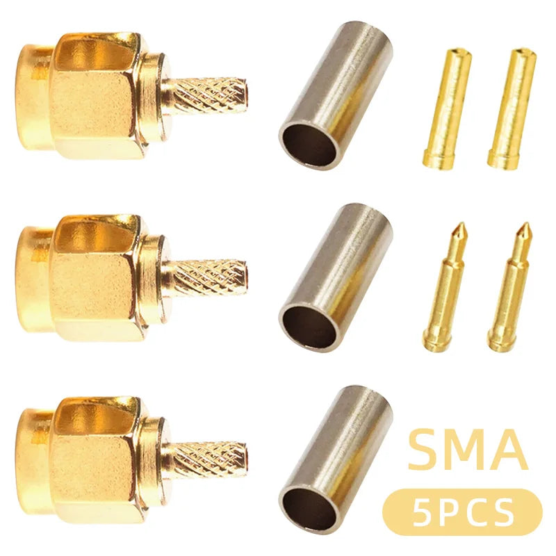 5Pcs SMA Plug SMA-J-1.5 RF Coaxial Connector Female Male Needle Straight Converter for RG174 RG316 LMR100 Crimp Cable