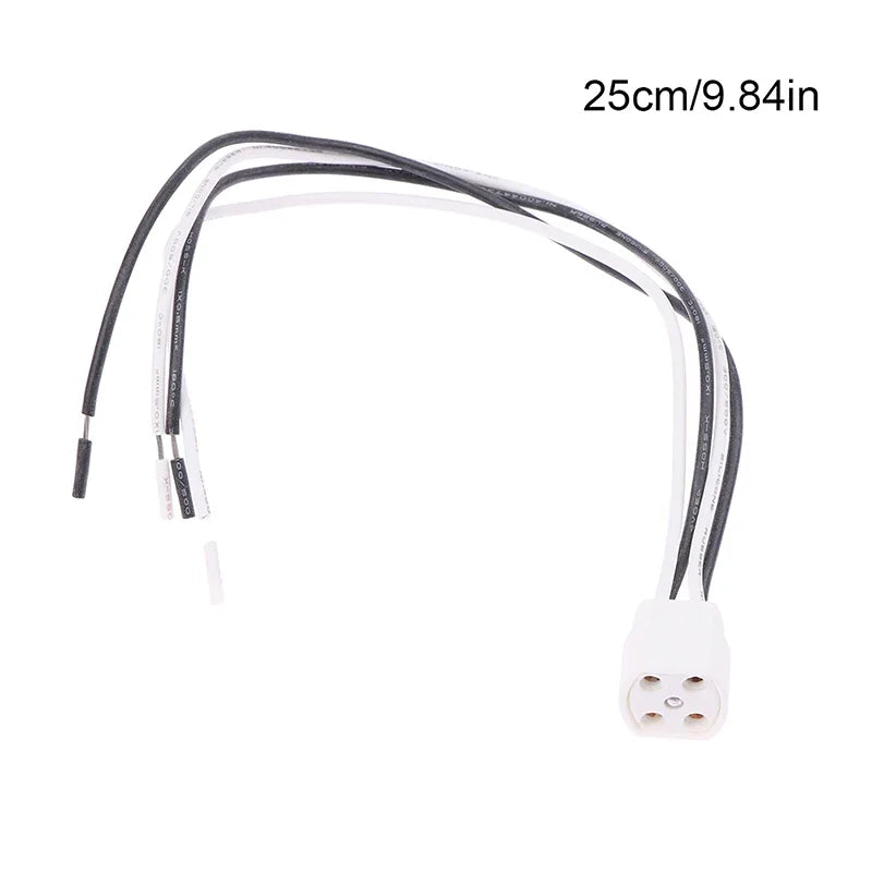 2pcs G10Q Lamp Holder With 15/25cm Long Cable Ring Lamp Plug 4pins Base Insulating Tube Ultraviolet Light Base