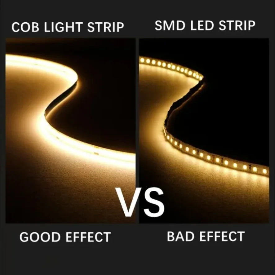 12V 24V COB LED Strip Linear Tape Light Ultra Thin with Power Transformer 2Pin Wire for Home Cabinet Engineering Decor 1 Set