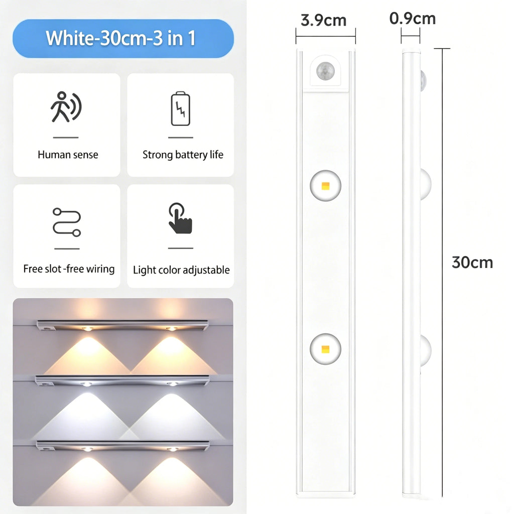 LED Cabinet Light USB Rechargeable Motion Sensor Dimmable LED Night Lamp For Kitchen Wardrobe Closet Home Lighting 20/30/40/50CM