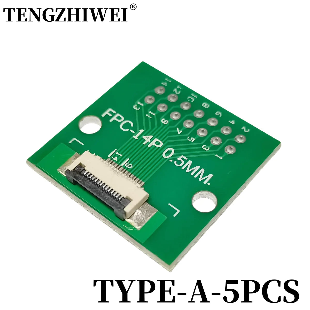 5PCS FFC/FPC Adapter Board 0.5MM-14P to 2.54MM Welded 0.5MM-14P Flip-Top Connector Welded Straight and Bent Pin Headers
