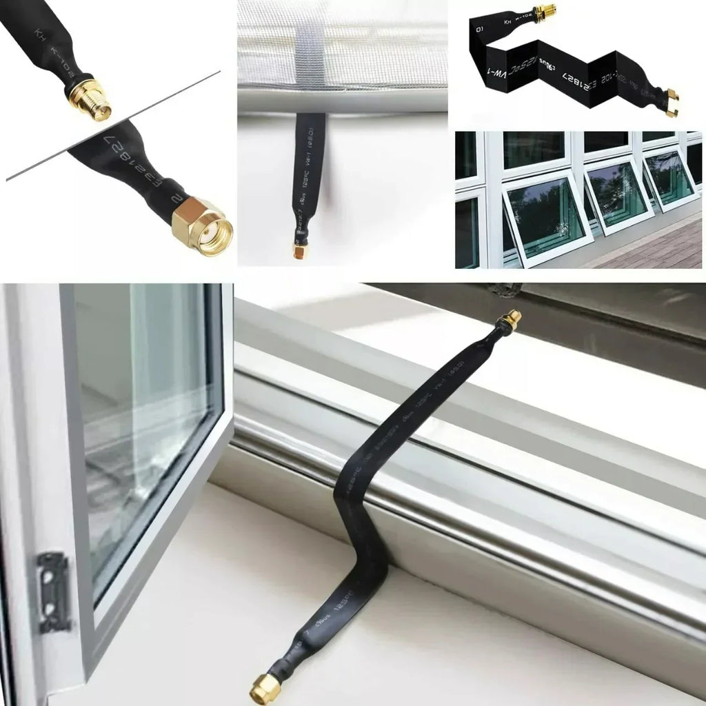 Door/Window Pass Through Flat RF Coaxial Cable BNC Male Female to BNC Q9 Male 50 Ohm RF Coax Pigtail Extension Cord Wire