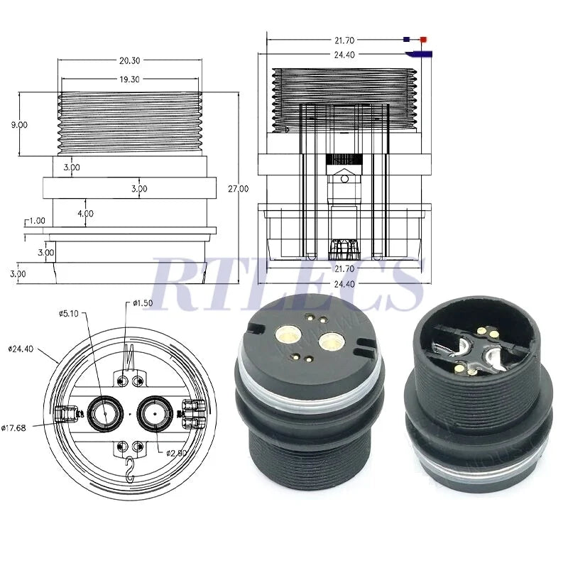 Waterproof Magnetic Circular Connector 18A 24V Male Female 4+2 Pin DC Power Charger Military-grade 12AWG Wire Threaded Gold Plat