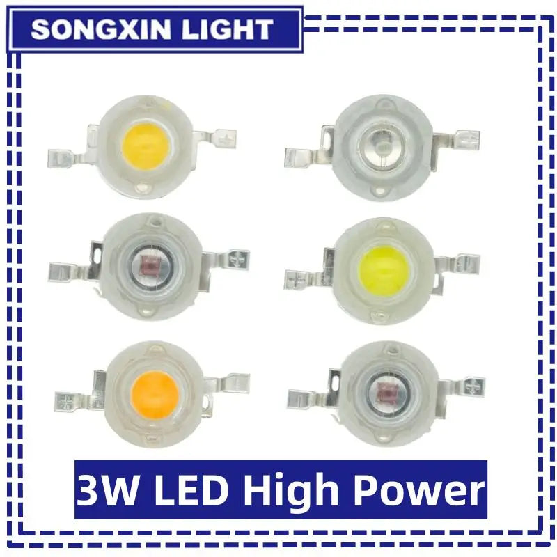 10pcs 3W High Power LED Chip Lamp Bulb 110-120LM Bead Line Emitter Diode White Red Green Blue Yellow DIY Led Light Decoration