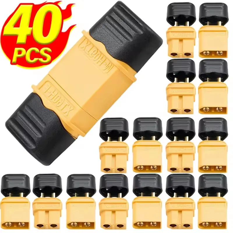 XT60H (XT60 Upgrade) Connectors, XT60H Male Female Bullet Connectors Plugs with Sheath for Lithium Battery RC Planes Car