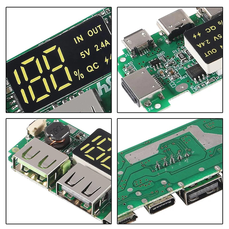 18650 Charging Module Lithium Battery Charger Board LED Dual USB 5V 2.4A Micro or Type-C USB Mobile Power Bankdischarge Short