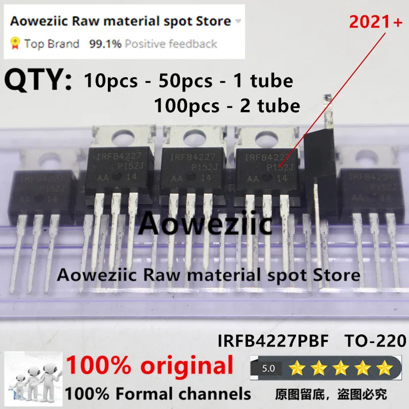Aoweziic  2024+ 100% New Imported Original   IRFB4227PBF IRFB4227 FB4227 TO-220 N-Channel 200V 65A MOS Tube PDP Switch