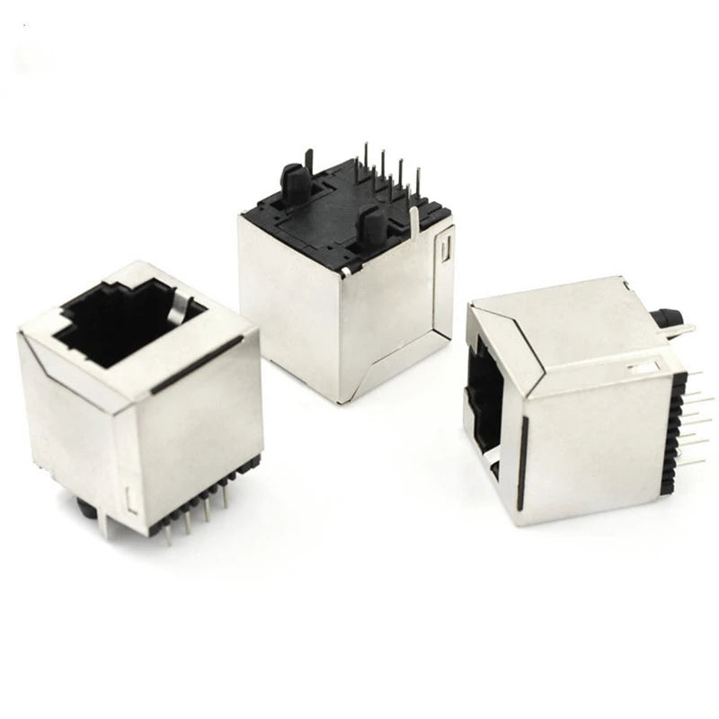 5/10Pcs RJ45 8P8C Female Socket Metal Shell Network Ethernet Cable Connector Interface PCB Mount Board Jack RJ-45 8pin