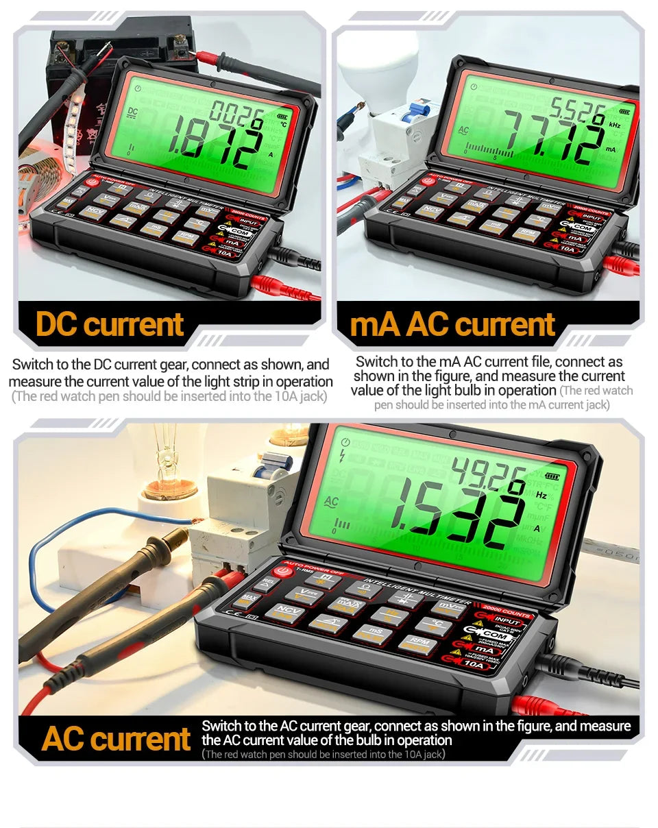 Digital Car Multimeter ANENG 623 Engine Speed Test Auto AC/DC Voltage/Current Ohm Meters Capacitance Car Pulse Width Test Tools