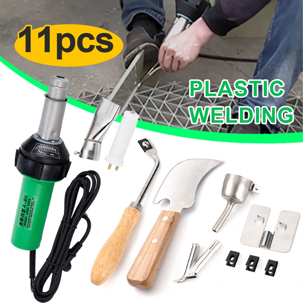 1600W Plastic Hot Air Welding Gun Kit AC220V Adjustable Temp With Full Nozzles Tools For PVC Plastic Welding Repair Project Work