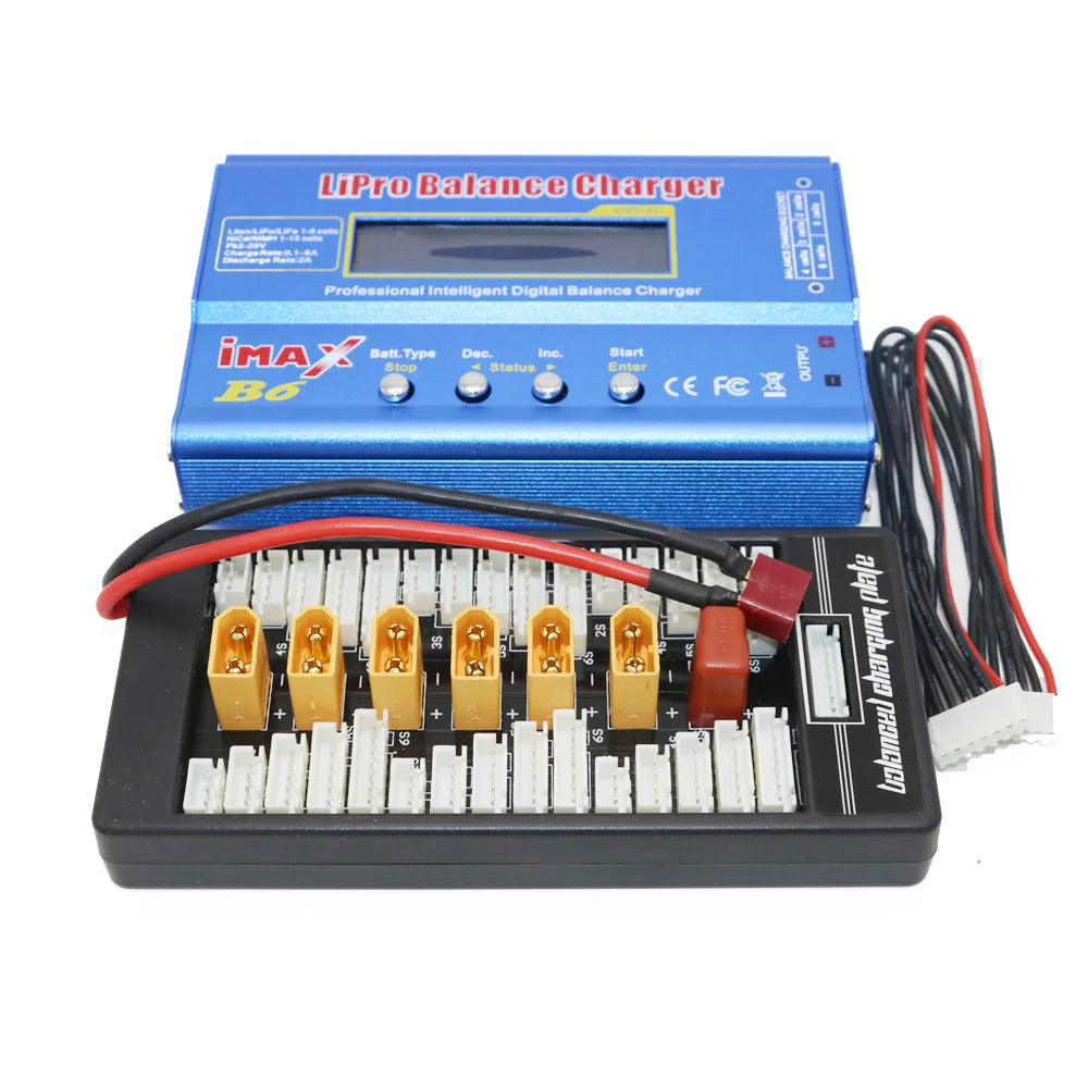 New iMAX B6 LCD Screen Digital RC Lipo NiMh Battery Balance Charger +B6AC Lipo Charging XT60 / T Plug Adaptor Board 2-6S Charger