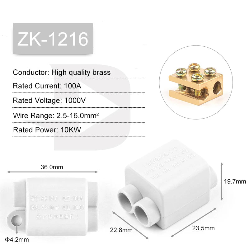 5PCS High Power Sistributor ZK/T Type 60A/80A/100A  without disconnection Quick Wiring Terminal Block Junction box Connector