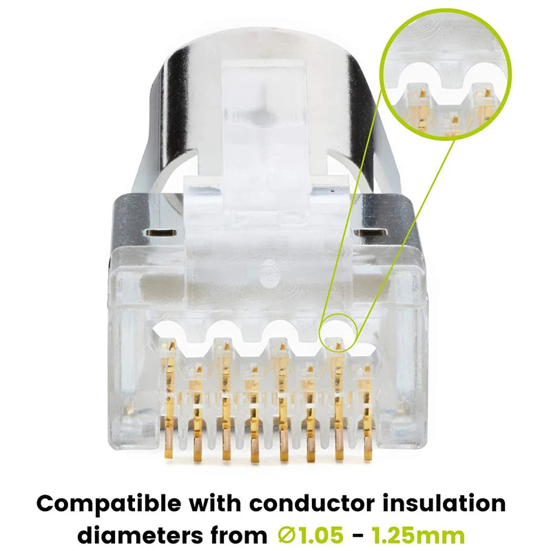 &ABDH& 20 Pcs Cat6/6A RJ45 Pass Through Modular Plugs, Shielded (STP) External Ground Connector,EZ Crimp