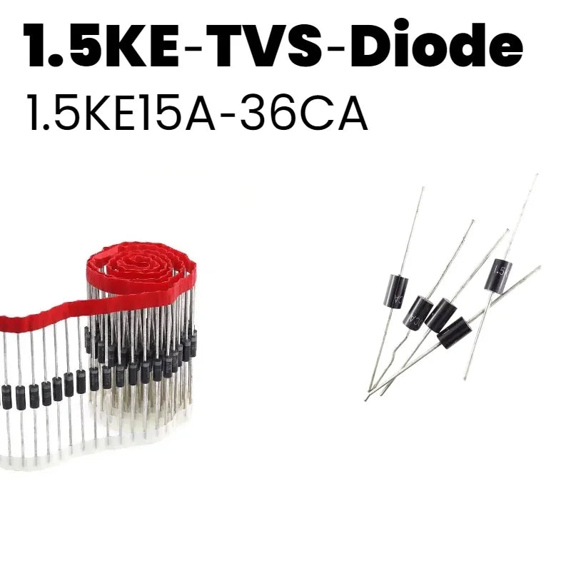 1.5KE Series TVS Diode 1.5KE15A‑36CA Unidirectional Bidirectional Transient Voltage Suppressor DO‑201AD Surge Protection Diode