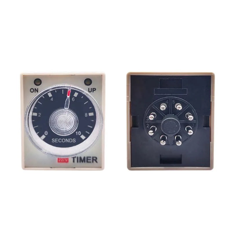 1 PC AH3-2 Time Relay AC/DC Universal Thick Stitch Power-on Delay Timer AH3-3 Time Set Range 0.1S-60m with Base DC12V24V AC220V