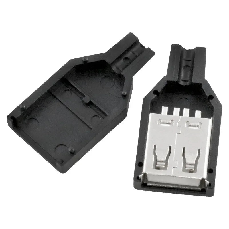 10pcs Type A USB interface (Male/Female), equipped with a black plastic cover, used for computer peripherals and port adapters.