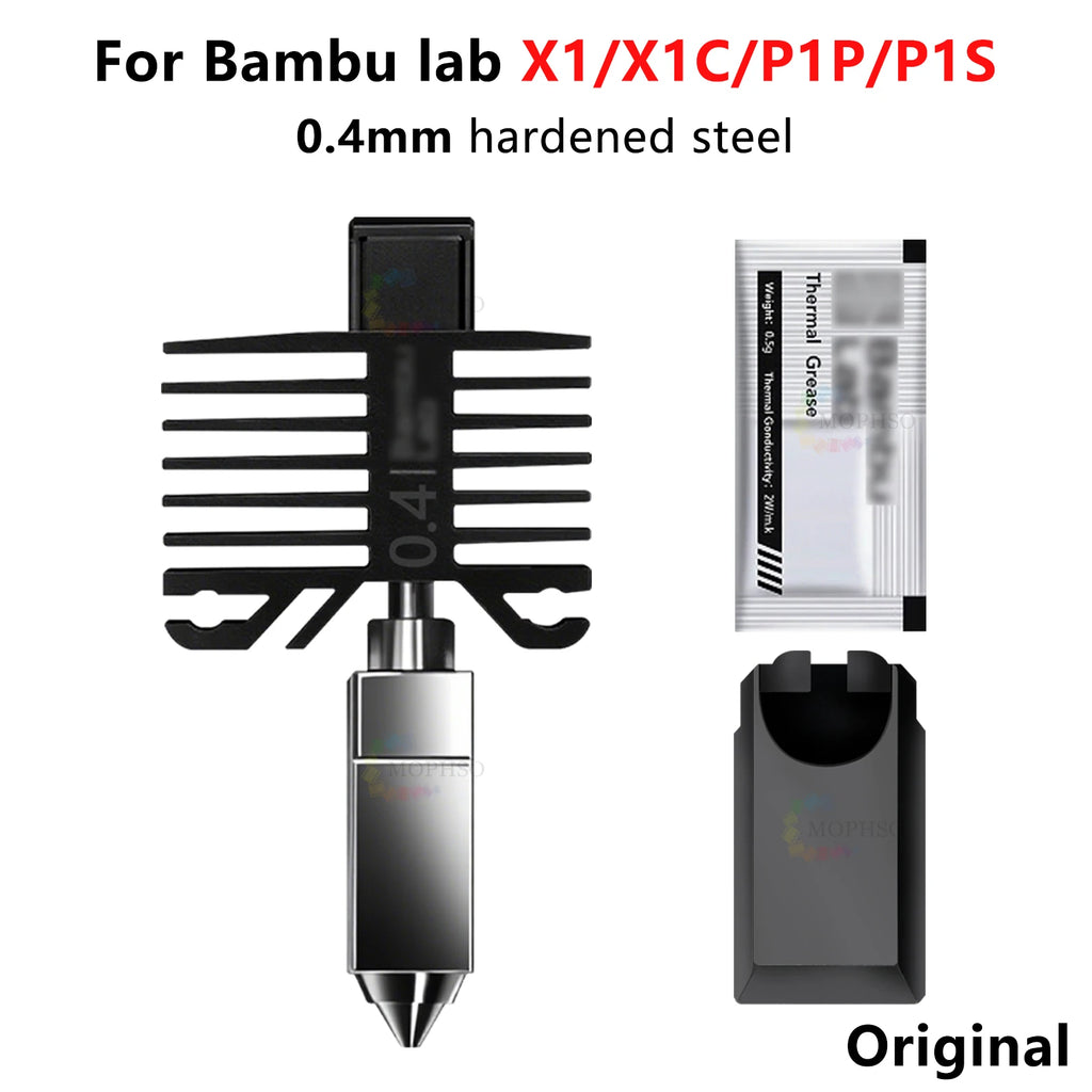 Original Hotend For Bambu Lab X1 X1C P1P P1S Hard Steel Nozzles Bamboo Hotend Thermistor For bambu lab cooling fan P1s X1c Hoend
