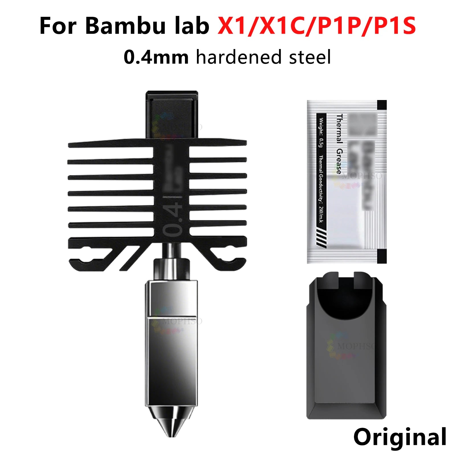 Original Hotend For Bambu Lab X1 X1C P1P P1S Hard Steel Nozzles Bamboo Hotend Thermistor For bambu lab cooling fan P1s X1c Hoend