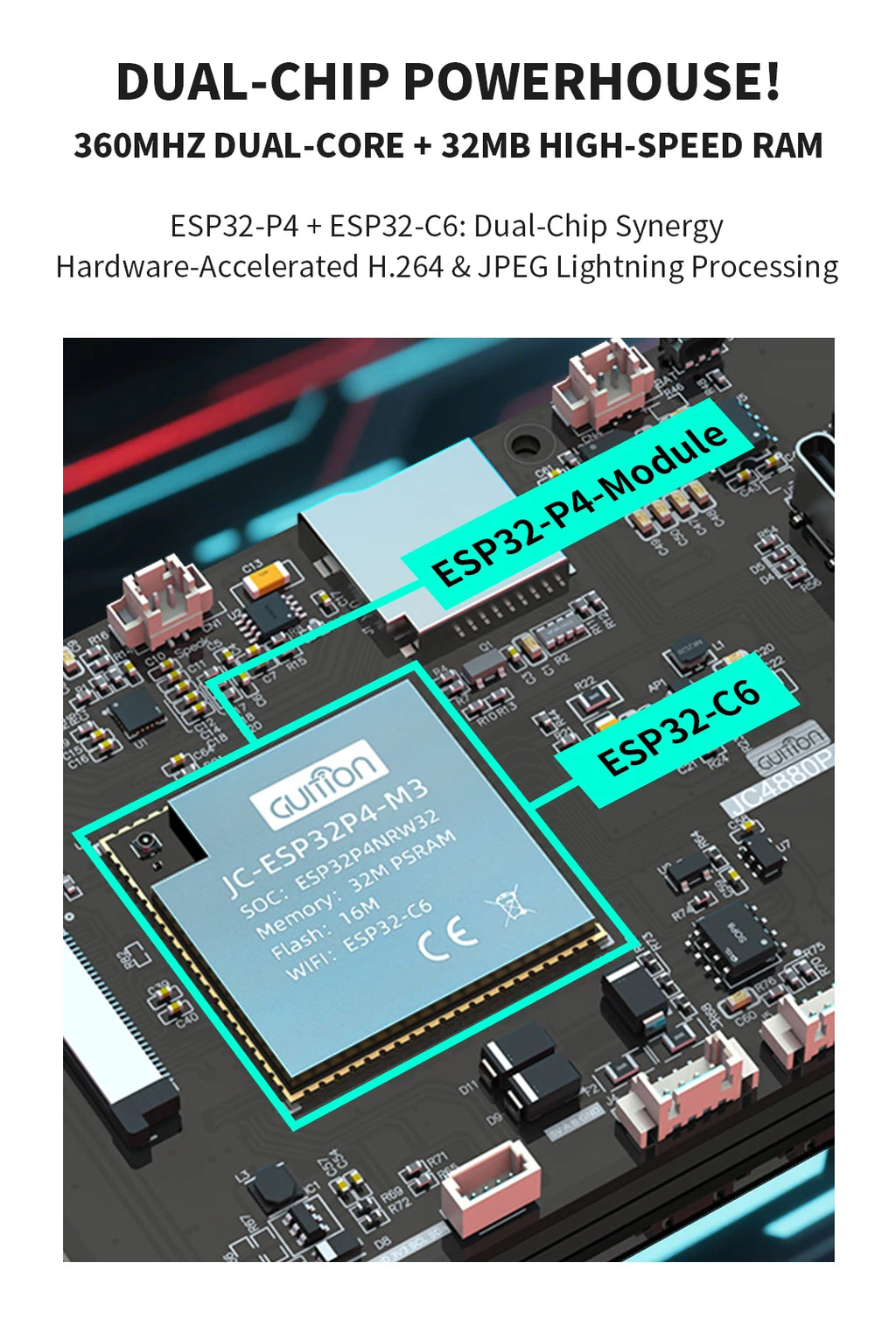 ESP32-P4 ESP32-C6 Development Board 4.3 Inch IPS Capacitive Touch Screen TFT LCD Display with Camera for IoT Smart Home DIY