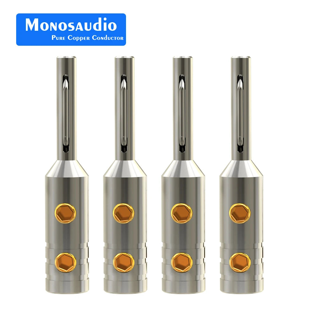 4Pcs Monosaudio Top Selling B80 Pure Copper/Gold/Rhodium Plated Banana Plug Hi-end Grade Adapter Connector Terminal Jack