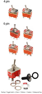 FILN 15A 250V Toggle Switches Miniature Thumb Lever on Off Electronics SPST SPDT DPDT Power Rocker Waterproof Cap