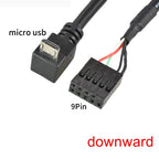 PC Computer Motherboard 9P to Micro USB to DuPont 2.54mm 5Pin DuPont USB to Micro USB Data Cord Aluminum Foil + Woven Mesh Cable