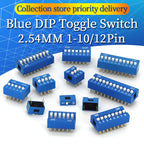 5PCS Blue Toggle Switch Spacing 2.54MM DIP Dial The Code Switch 1 2 3 4 5 6 7 8 9 10 12 PIN Quick Switch