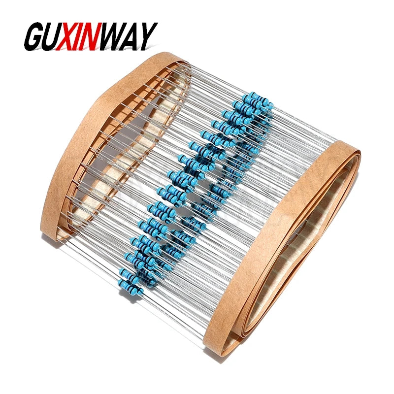 100pcs 1/4Watt Metal Film Resistors 1% 0.25W 0.1R 0.12R 0.15R 0.18R 180K 330K 470 100K 510 560 620 750 820 910K Ohm