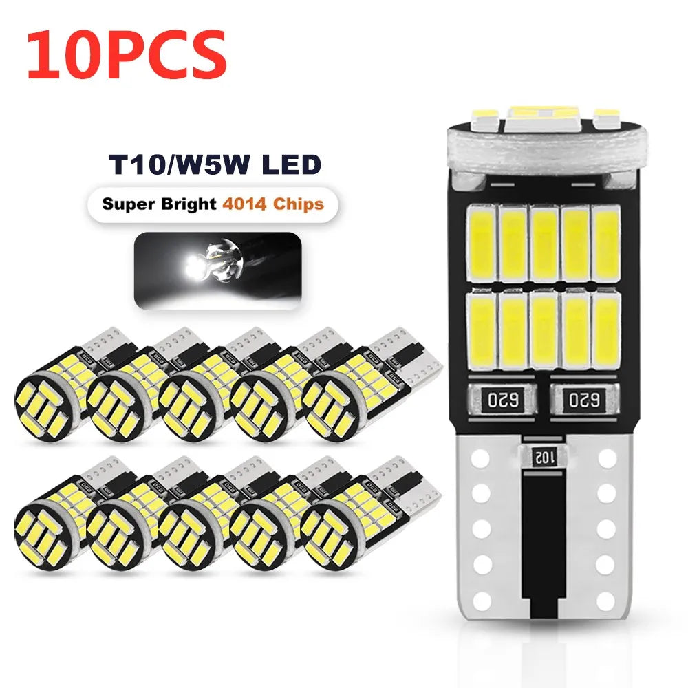 2/6/10/20/30/40/50pcs T10 W5W 194 501 Led Canbus No Error Car Interior Light T10 26 SMD 4014 Chip Pure White Instrument Lights B