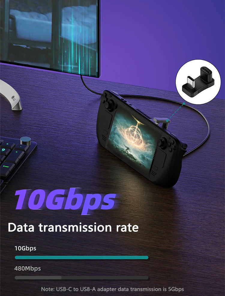 180 Degree U-shaped 100W USB 3.1 Type C Male to Female 1 to 2 Adapter OTG 10Gbps Fast Data 4K Tablet USB-C Charging Converter