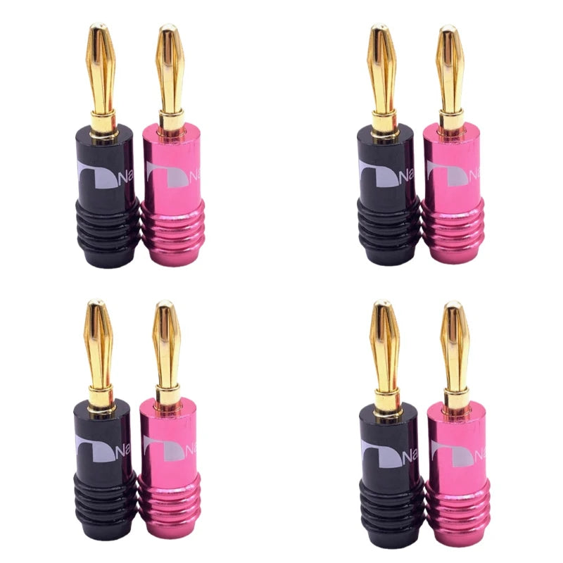 HiFi Audio 4mm 24K Gold Plated Banana Plug 4/8/10 Pcs for Home Theater Amplifier & DIY Speaker Setup