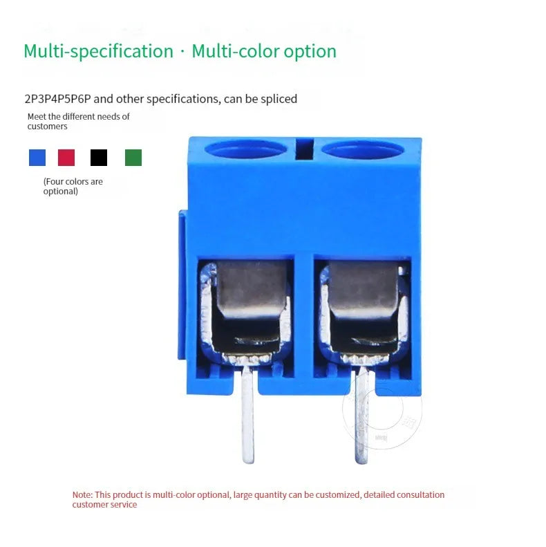 100PCS KF301-2P 3p Splicing, screw type PCB spacing 5.0 connector terminals, terminal KF301 Red, blue, green, black