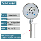 Digital Bimetal Thermometer LCD‑110 Stainless Steel Probe High Precision Water Temp Gauge Axial/Radial Mount IP65