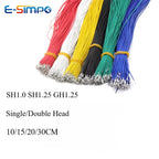 100PCS  SH GH 1.0mm 1.25mm Pitch Connector Terminal Wire Electronic Wire Single /DoubleHead 10/15/ 20/30cm without housing