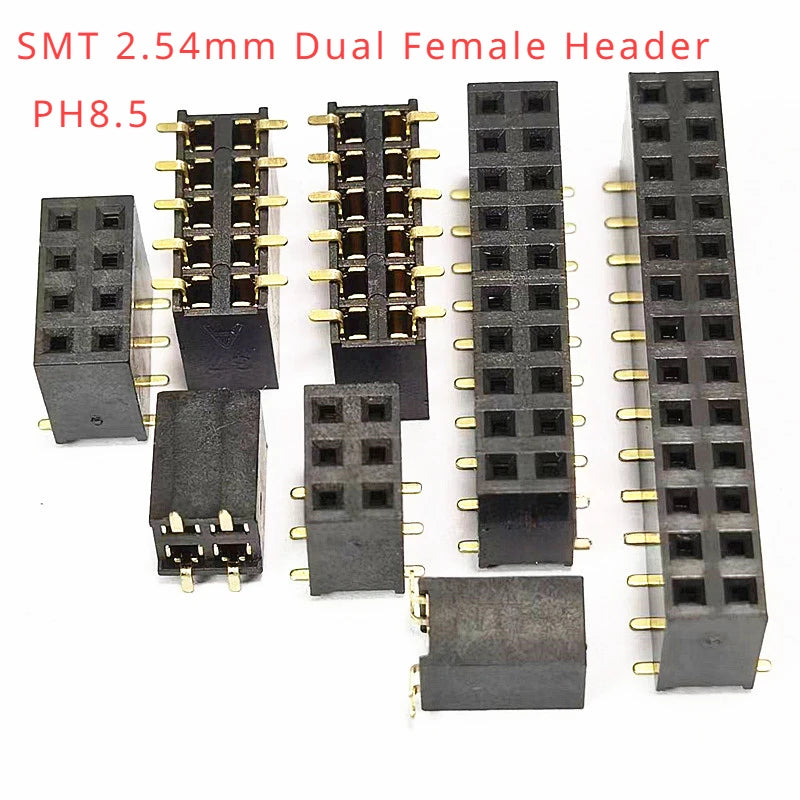 50pcs 2.54mm SMT 2*3P/4/5/6/8/10/12/15/20/40Pin Dual Double Row Horizontal SMD Gold Rohs Reflow PH8.5 Female Pin Header Socket