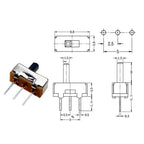 20Pcs SK12D07VG/SS12D00/SS12F15 Toggle Switch 3 Pin 1P2T PCB Slide Switch DIP ON-OFF Handle High:2mm/3mm/4mm/5mm/6mm