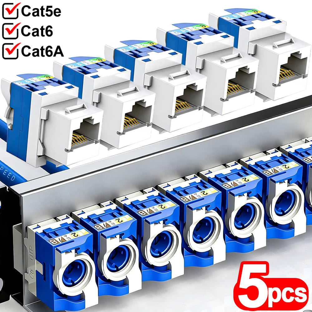 Cat6/Cat6A/Cat5e Tool-Less RJ45 Keystone Jack Network Coupler Ethernet Wall Jack Connectors High-speed RJ45 Keystone Adapters
