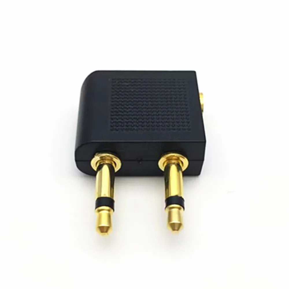 2PCS 3.5mm Airline Airplane Headphone Jack Audio Adapter Gold Plated Travel Earphone Connector for In Flight Entertainment