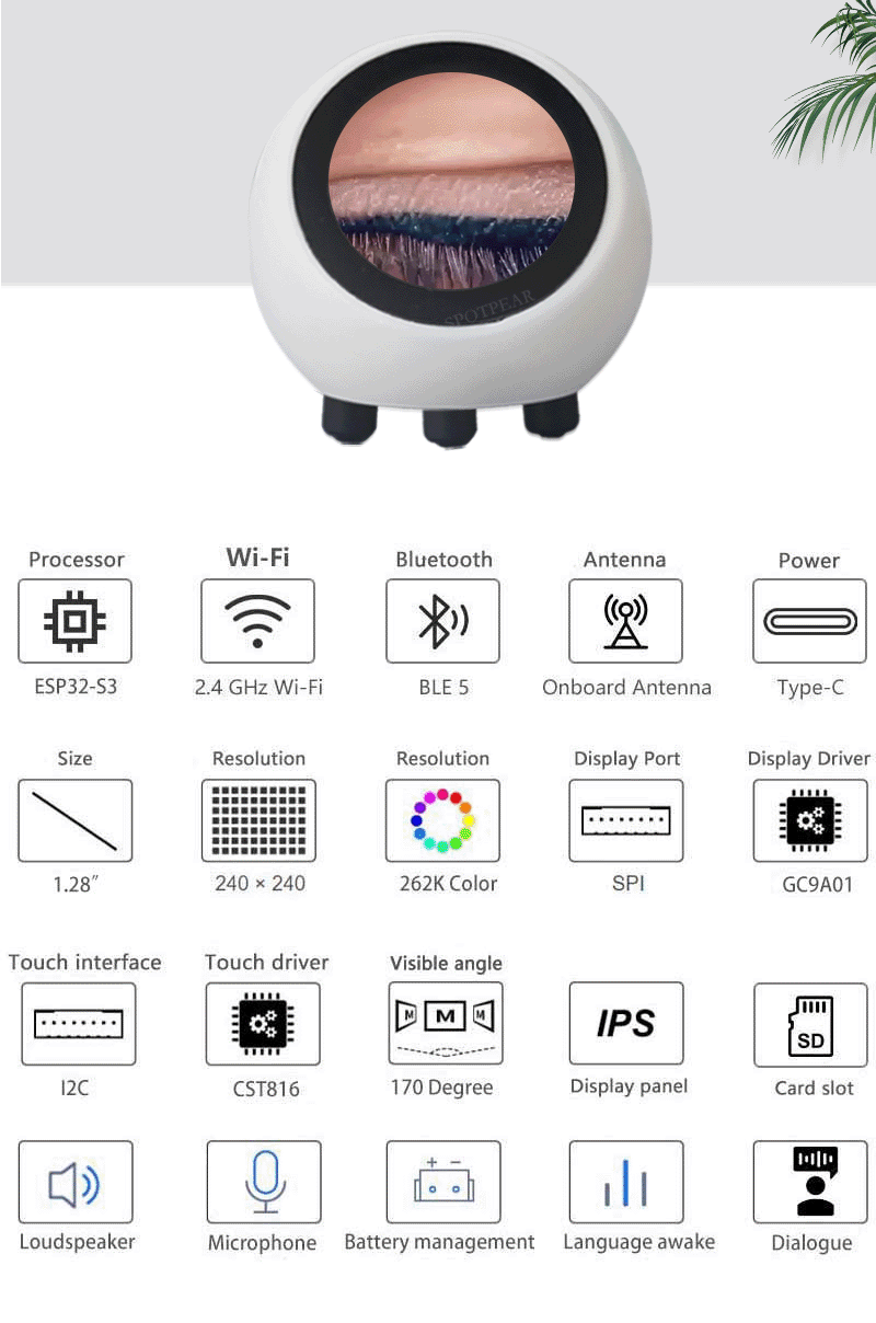 ESP32 S3 1.28inch N16R8 Development Board DeepSeek AI Voice Robot Smart home Assistant desktop trinket Mini TV weather station