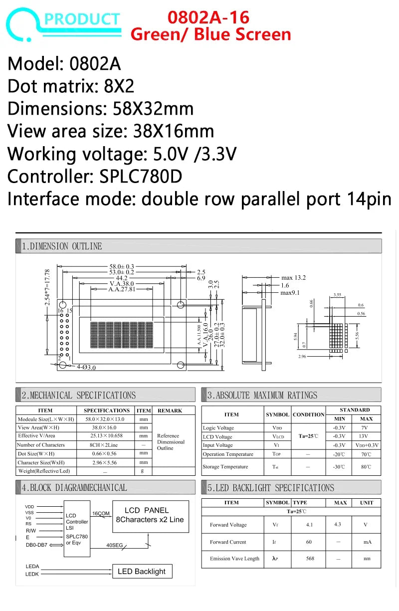 Module Blue Green Screen For Arduino 0802 1602 2004 12864 LCD Character UNO R3 Mega2560 Display PCF8574T IIC I2C Interface