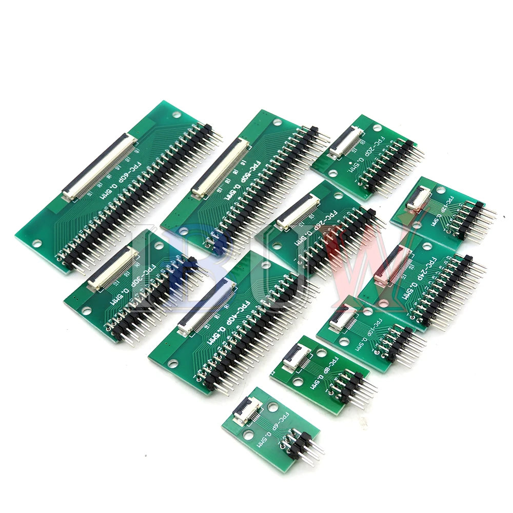 FPC FFC Adapter Board 0.5mm 1.0mm To 2.54mm Connector Straight Needle And Curved Pin 6 8 10 12 20 24 26 30 34 40 50 60 80 Pin