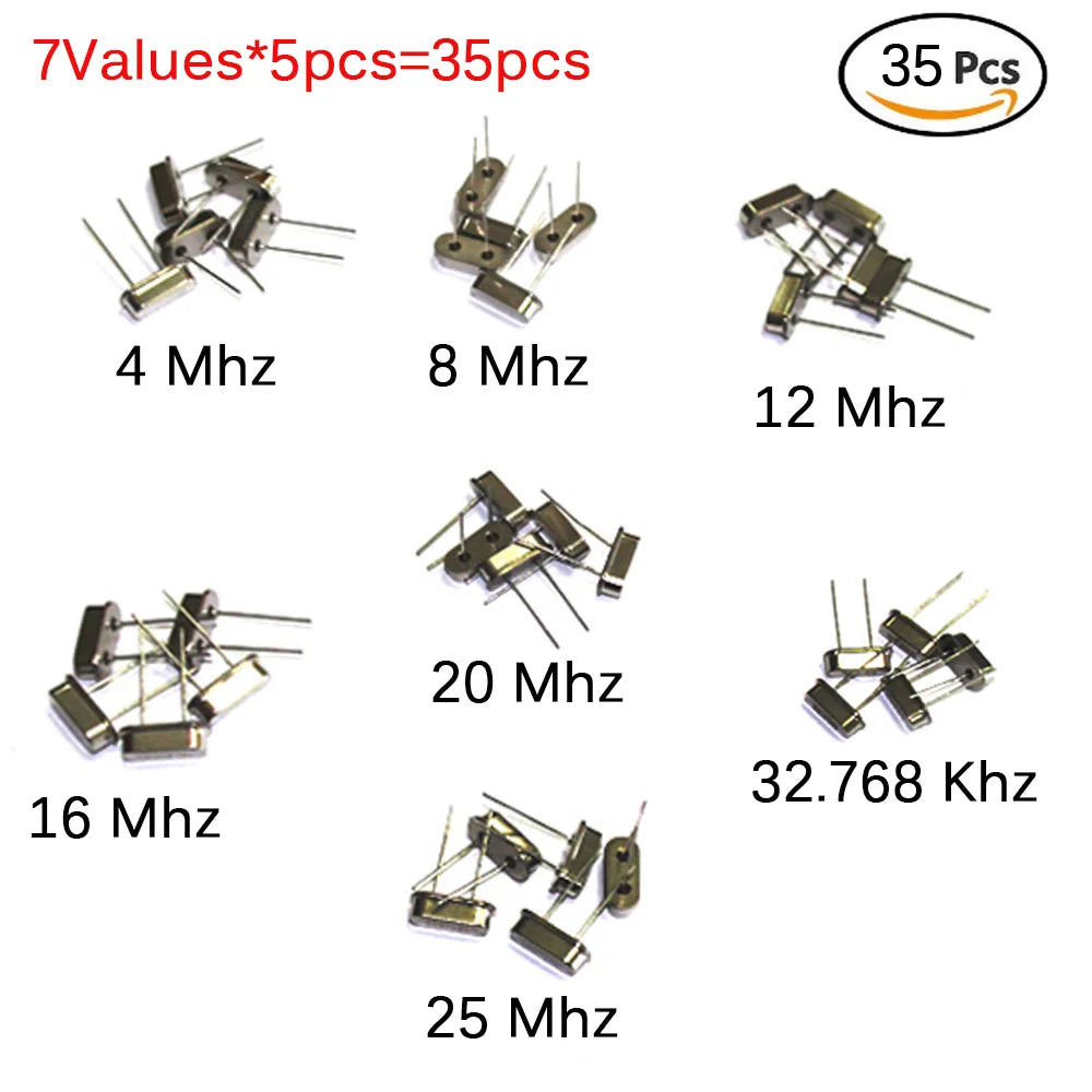 35/100/200PCS HC-49S Crystal Oscillator Kit Quartz Crystal Resonator Set 4Mhz 6Mhz 8Mhz 12Mhz 16Mhz 20Mhz 24Mhz 25MHz 48MHz