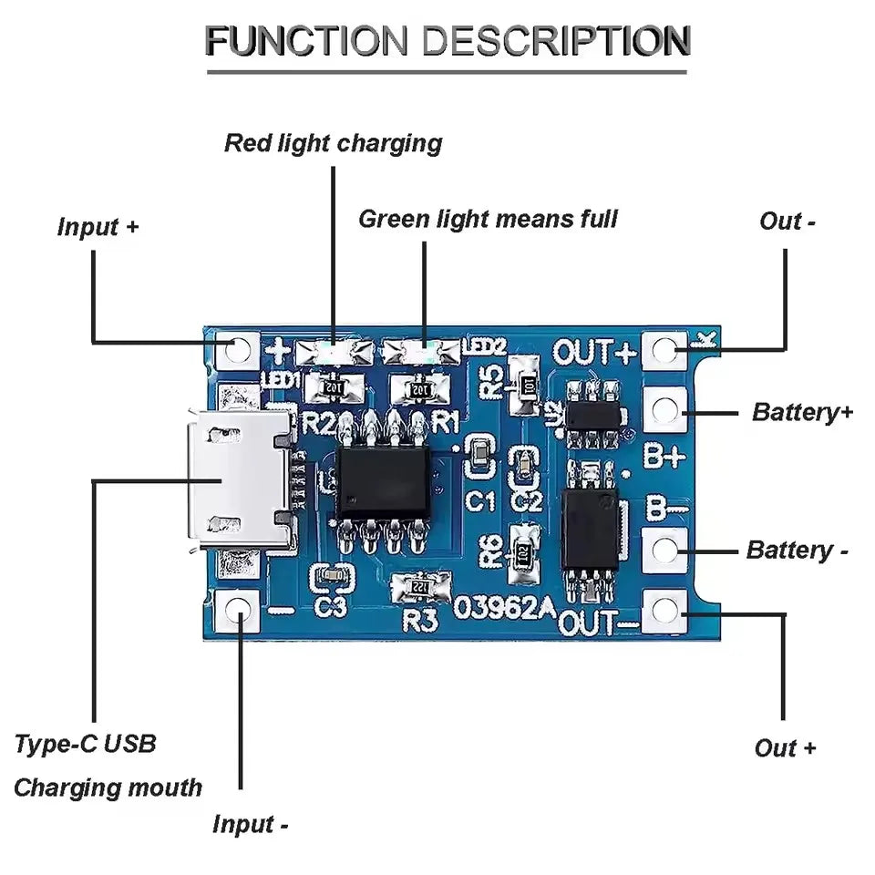 1-20Pcs Type-C/Micro/Mini USB 5V 1A 18650 Tp4056 Lithium Battery Charger Module Charging Board with Protection Function Li-Ion