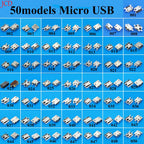 100models Micro USB Connector Mini Jack Socket Power Charging Port Replacement 5 Pin 5pin Tail For Samsung Huawei Lenovo ZTE HTC