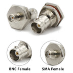 Q9 BNC Female to SMA Female Straight Connector Flange Bulkhead RF Coaxial Adapter 4 Holes Panel for WiFi Ham Radio Antenna 50ohm