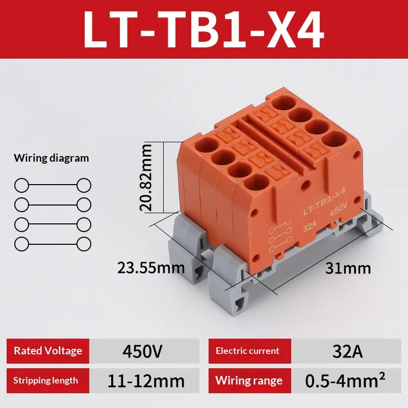 Push-in Terminal Block Multiple In Out Terminal Quick Connection of Wires Din Rail Wire Connector Universal Junction Box TB1-X6D