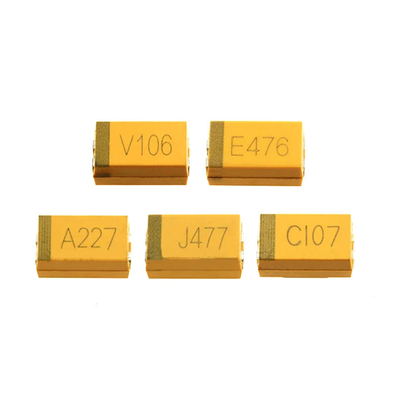 10PCS A B C D Case Tantalum Capacitor 6.3v 10v 16v 25v 35v 104 105 106 107 157 224 225 226 227 336 337 475 476 686 1uF 10uF 22uF
