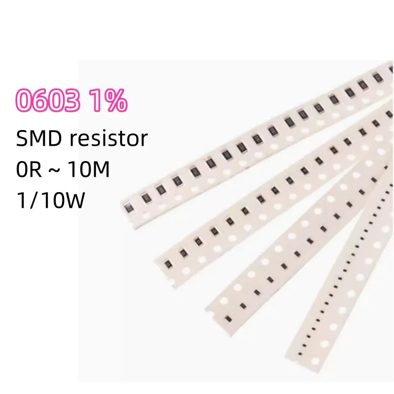 100pcs 1% 0603 SMD resistor 0R ~ 10M 1/10W 0.1 0.22 10 100 150 220 330 ohm 1K 2.2K 10K 100K 0.1R 1R 10R 100R 150R 220R 330R 1M