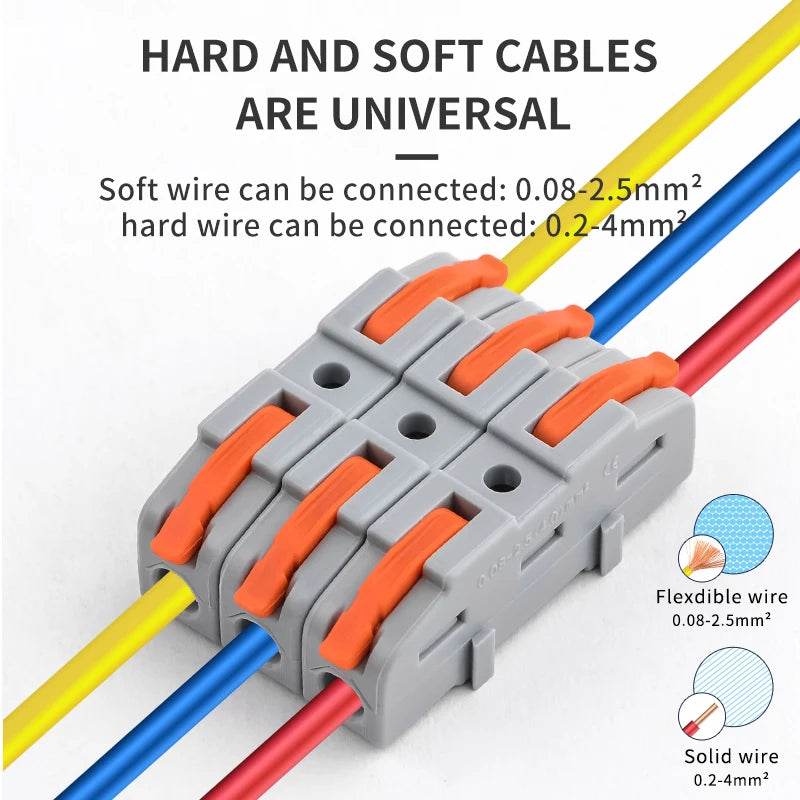 10/20/50pcs Universal Lever Wire Connector Electrical Compact Splicing 1 to 1 Inline Assemblable Terminals Quick Connection