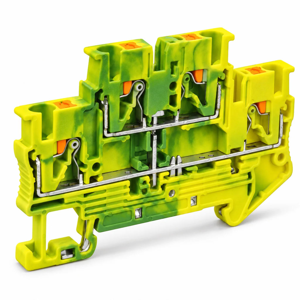 DIN Rail Terminal Blocks PTTB-2.5 Push-In Double Level 0.14-2.5mm2 Screwless Electrical Wire Connectors for Control Panel Wiring